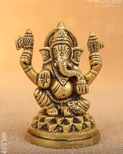 Brass Lakshmi Ganesha Idol - Set of 2 - 3 inch - WL5290 - Brass Figurines