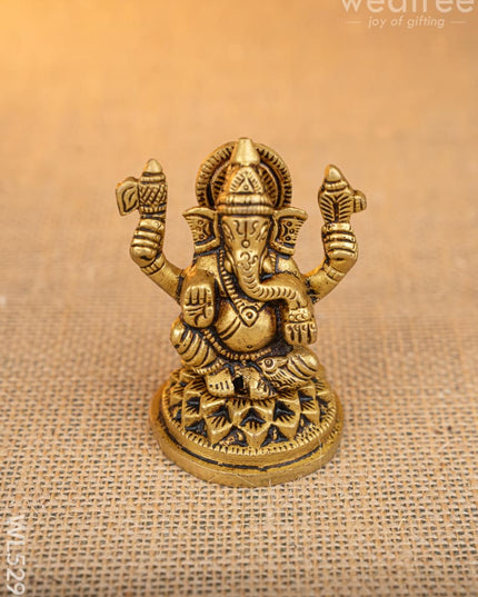 Brass Lakshmi Ganesha Idol - Set of 2 - 3 inch - WL5290 - Brass Figurines