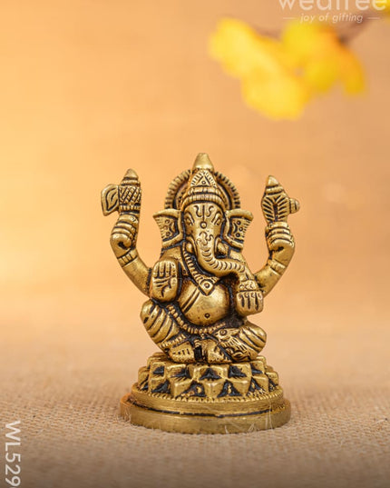 Brass Lakshmi Ganesha Idol - Set of 2 - 3 inch - WL5290 - Brass Figurines