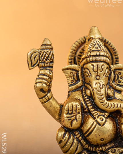 Brass Lakshmi Ganesha Idol - Set of 2 - 3 inch - WL5290 - Brass Figurines