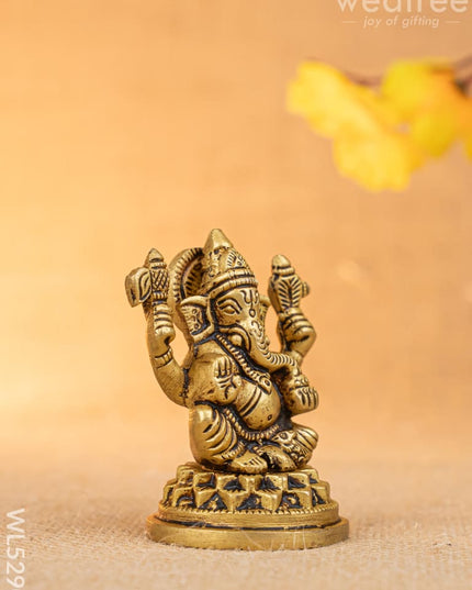 Brass Lakshmi Ganesha Idol - Set of 2 - 3 inch - WL5290 - Brass Figurines