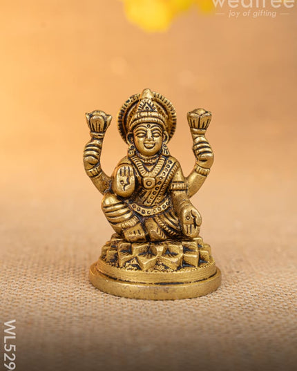 Brass Lakshmi Ganesha Idol - Set of 2 - 3 inch - WL5290 - Brass Figurines
