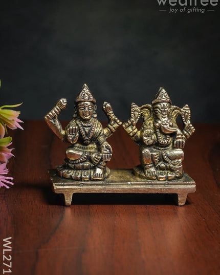 Brass Lakshmi-Ganesha On Chowki - Wl2719 Figurines
