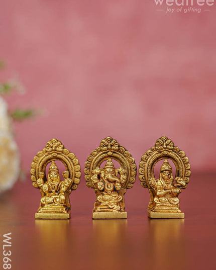 Brass Lakshmi Ganesha Saraswathi Idols In Frame - Set Of 3 Wl3689 Figurines
