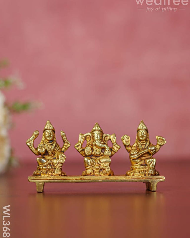 Brass Lakshmi Ganesha Saraswathi In Chowki - Wl3686 Figurines