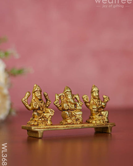 Brass Lakshmi Ganesha Saraswathi In Chowki - Wl3686 Figurines