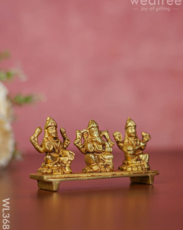 Brass Lakshmi Ganesha Saraswathi In Chowki - Wl3686 Figurines