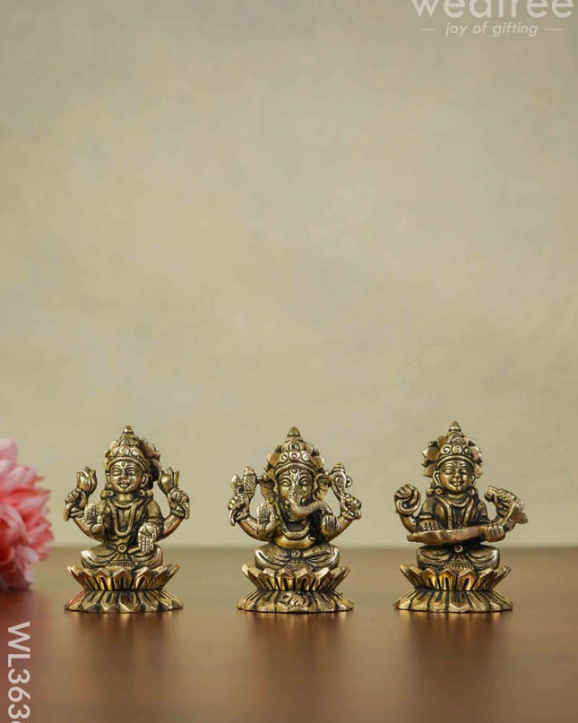 Brass Lakshmi Ganesha Saraswathi - Set Of 3 Wl3636 Figurines