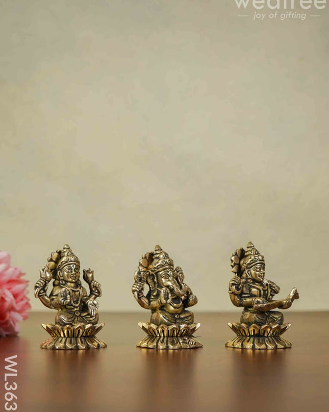 Brass Lakshmi Ganesha Saraswathi - Set Of 3 Wl3636 Figurines