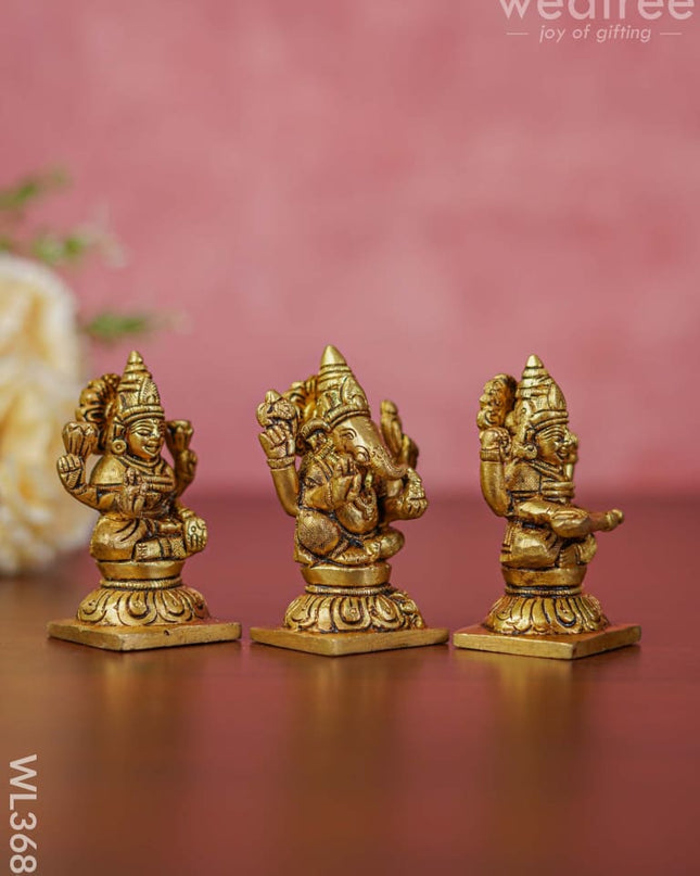 Brass Lakshmi Ganesha Saraswathi Idols - Set Of 3 Wl3688 Figurines