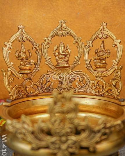 Brass Lakshmi-Ganesha-Saraswathi Urli - Wl4108