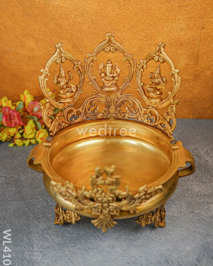 Brass Lakshmi-Ganesha-Saraswathi Urli - Wl4108