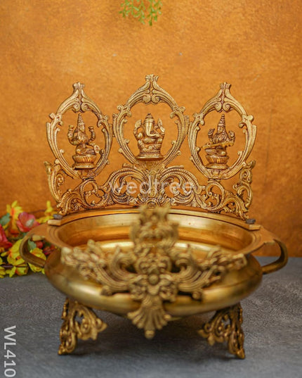 Brass Lakshmi-Ganesha-Saraswathi Urli - Wl4108