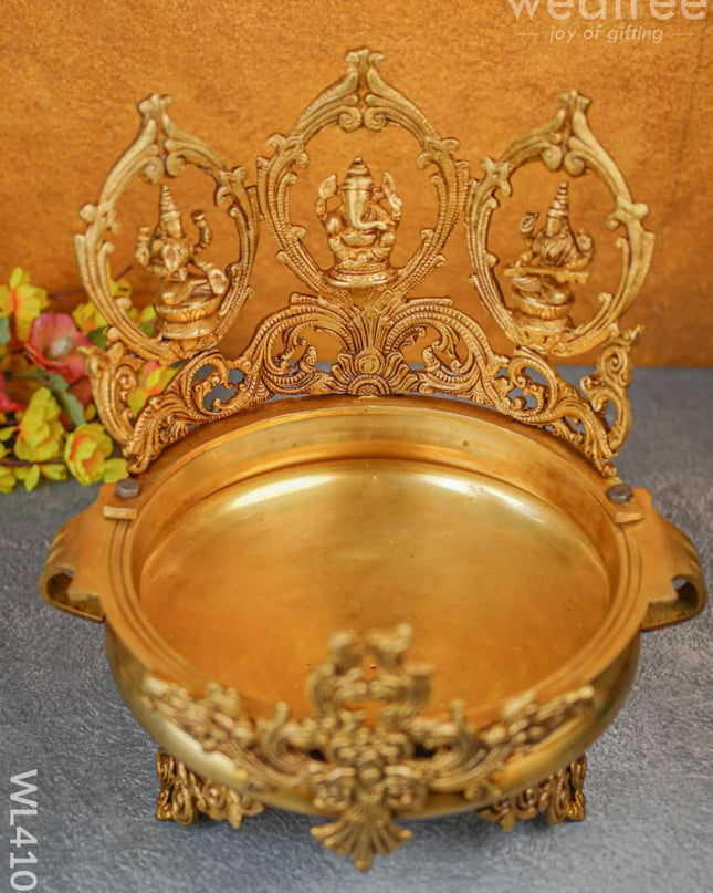 Brass Lakshmi-Ganesha-Saraswathi Urli - Wl4108