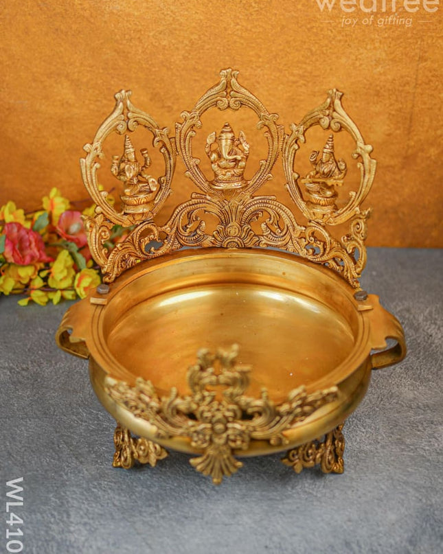 Brass Lakshmi-Ganesha-Saraswathi Urli - Wl4108