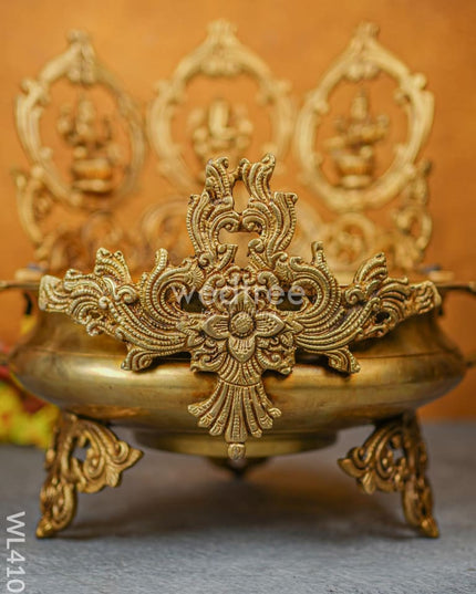 Brass Lakshmi-Ganesha-Saraswathi Urli - Wl4108