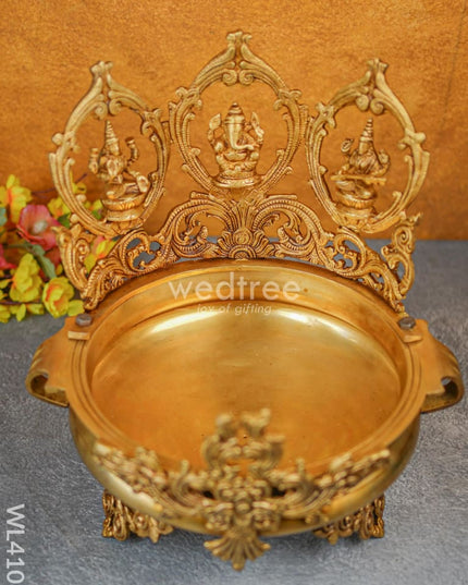 Brass Lakshmi-Ganesha-Saraswathi Urli - Wl4108