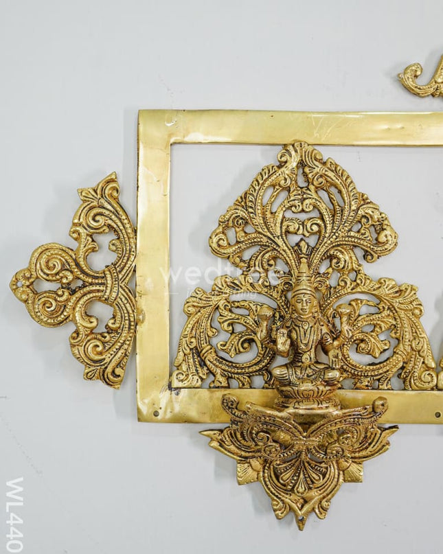 Brass Lakshmi Ganesha & Sarawathi Frame With Antique Finish - Wl4407 Wall Hanging