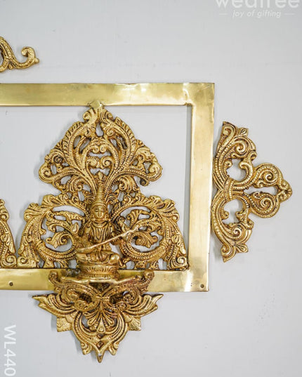 Brass Lakshmi Ganesha & Sarawathi Frame With Antique Finish - Wl4407 Wall Hanging