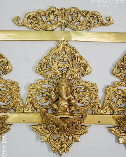 Brass Lakshmi Ganesha & Sarawathi Frame With Antique Finish - Wl4407 Wall Hanging