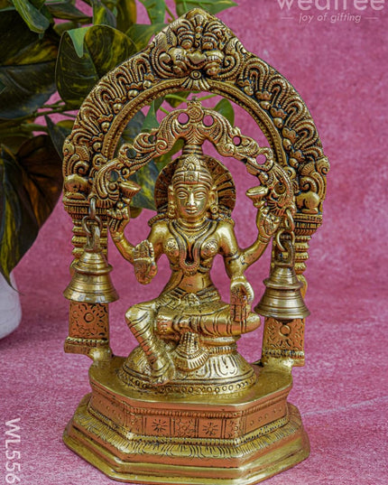 Brass Lakshmi Idol with Bell - 9 inch - WL5566 - Brass Figurines