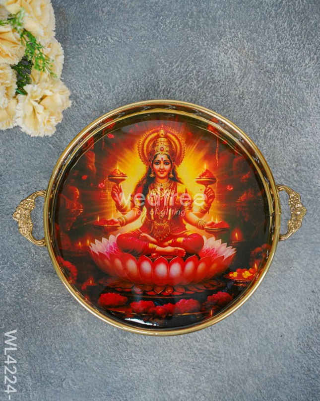 Brass Lakshmi Printed Tray - Wl4224 12 Inch Utility