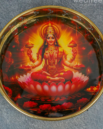 Brass Lakshmi Printed Tray - Wl4224 Utility
