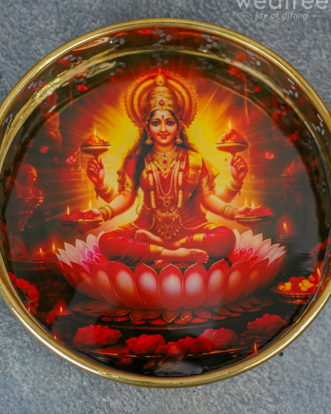 Brass Lakshmi Printed Tray - Wl4224 Utility