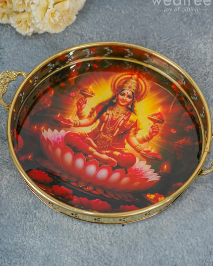 Brass Lakshmi Printed Tray - Wl4224 Utility