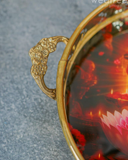 Brass Lakshmi Printed Tray - Wl4224 Utility