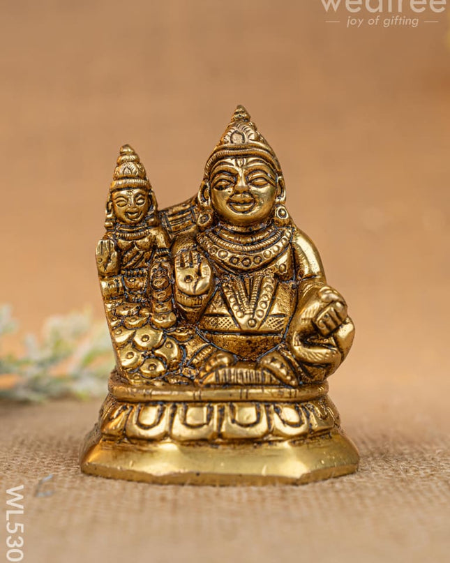 Brass Lakshmi with Kuber - 3 inch - WL5309 - Brass Figurines