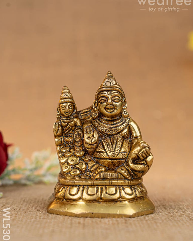 Brass Lakshmi with Kuber - 3 inch - WL5309 - Brass Figurines