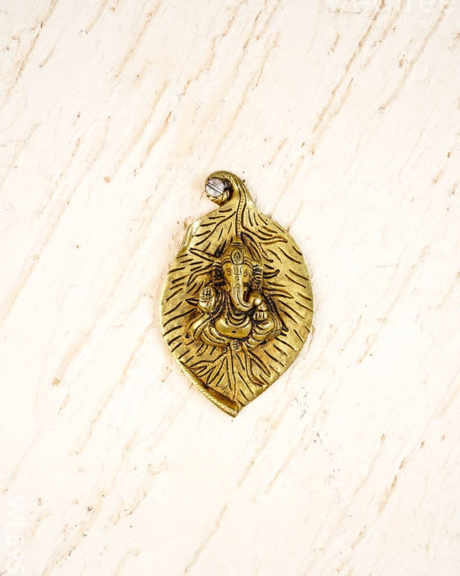 Brass Leaf Ganesha Wall Hanging - 5 inch - WL5958 - Brass Wall Hanging