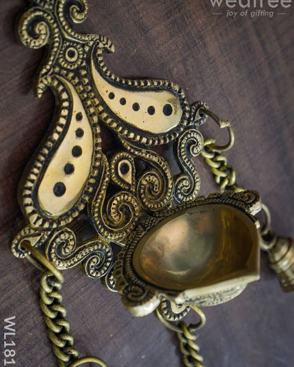 Brass Lotus Diya Wall Hanging - Wl1811