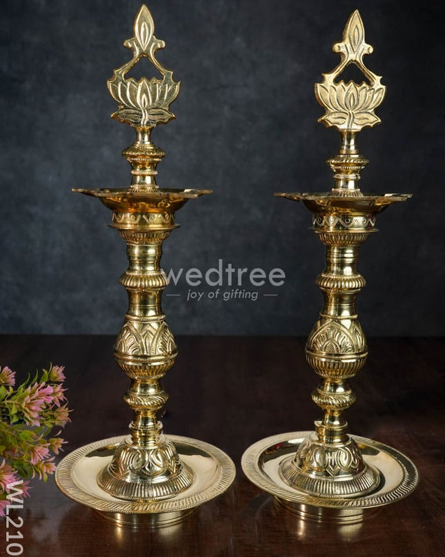 Brass Lotus Kuthu Vilakku - Wl2109 Diya