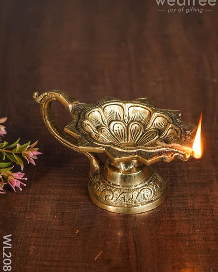 Brass Lotus Leaf Shaped Diya - Wl2086