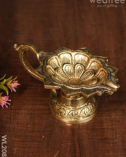 Brass Lotus Leaf Shaped Diya - Wl2086