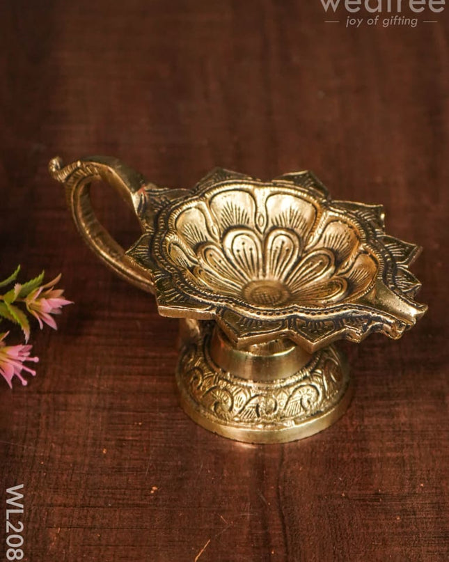 Brass Lotus Leaf Shaped Diya - Wl2086