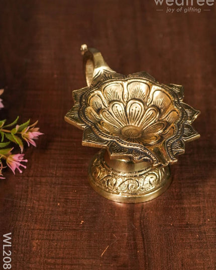 Brass Lotus Leaf Shaped Diya - Wl2086