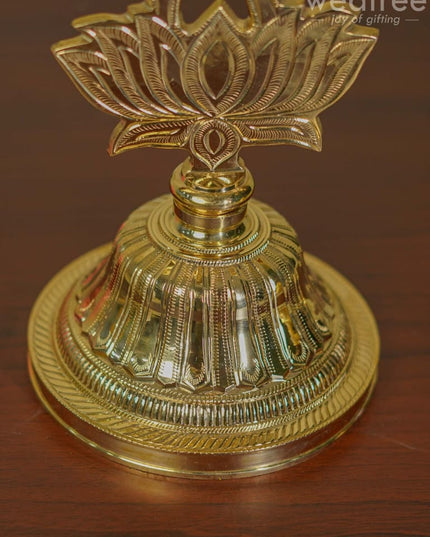 Brass Lotus Shape Kuthu Vilakku With Lakshmi Five Face Diya ( Set Of 2) - Wl2172