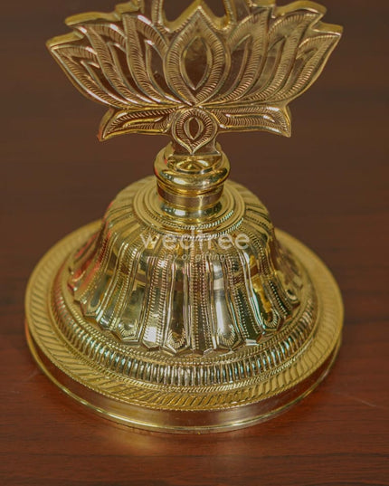 Brass Lotus Shape Kuthu Vilakku With Lakshmi Five Face Diya ( Set Of 2) - Wl2172