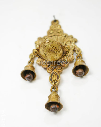 Brass Lotus Wall Hanging Diya With Bell - Wl4507