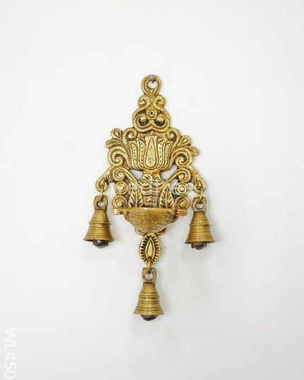 Brass Lotus Wall Hanging Diya With Bell - Wl4507