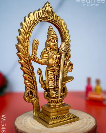 Brass Murugan Idol - 5 inch - WL5482 - Brass Figurines