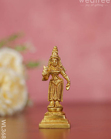 Brass Murugan Valli Deivanai Idols - Set Of 3 Wl3685 Figurines