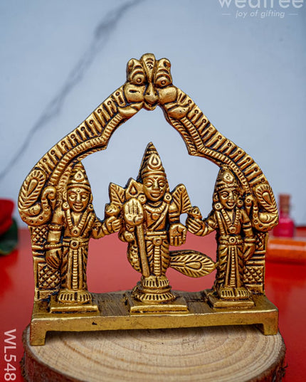 Brass Murugan Valli Deivanai in Frame - 4 inch - WL5485 - Brass Figurines