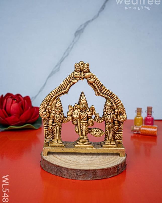Brass Murugan Valli Deivanai in Frame - 4 inch - WL5485 - Brass Figurines