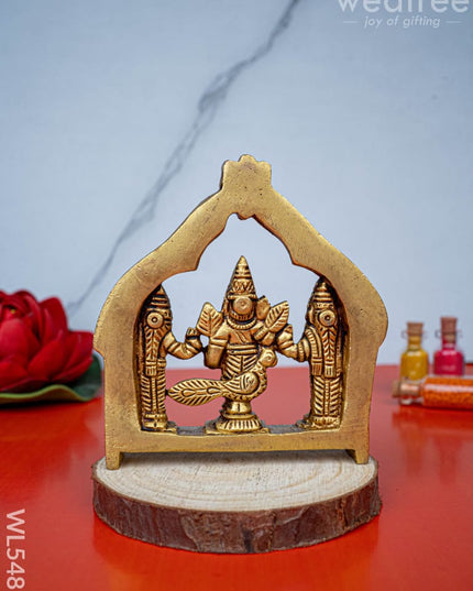Brass Murugan Valli Deivanai in Frame - 4 inch - WL5485 - Brass Figurines
