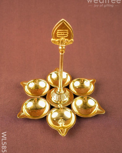 Brass Murugan Vel Diya - 7 inch - WL5857 - Brass Diya