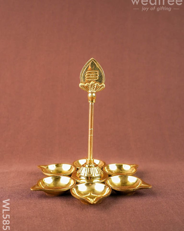 Brass Murugan Vel Diya - 7 inch - WL5857 - Brass Diya
